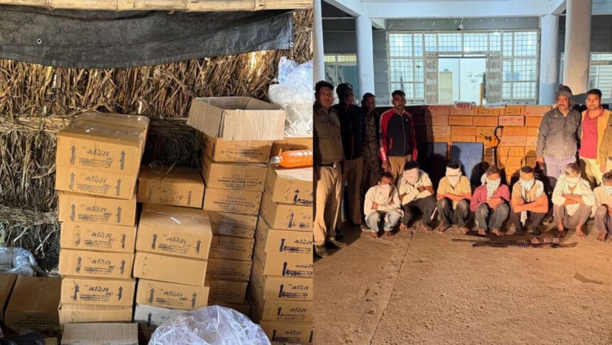 मुरैना में नकली शराब का बड़ा खुलासा, 600 लीटर स्प्रिट, राइफल और कारतूस समेत कई स