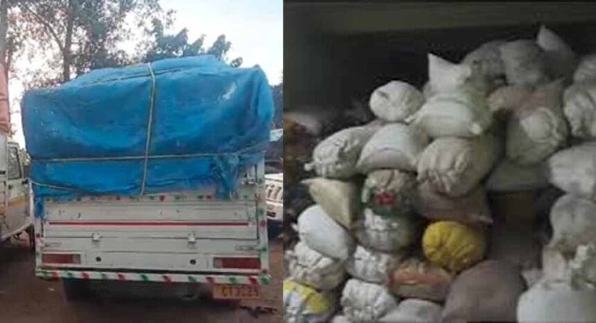 कोरिया जिले में सैकड़ों बोरी अवैध धान सहित वाहन जब्त