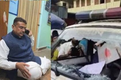 शुभेंदु अधिकारी के काफिले पर हमला कर गाड़ी पर बरसाईं लाठियां