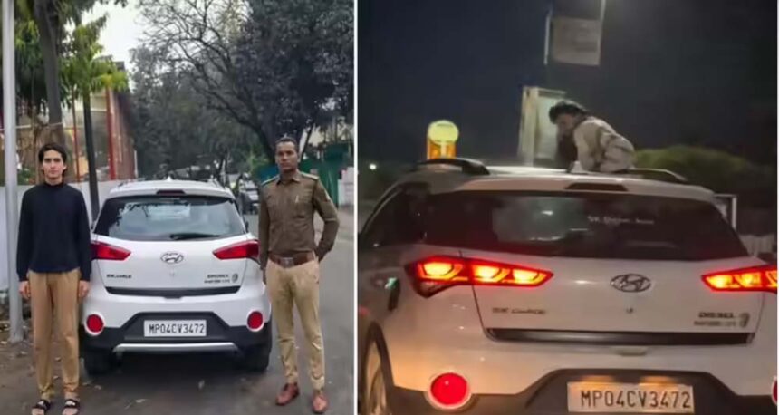 नेशनल बैडमिंटन खिलाड़ी श्रेष्ठ परमार का खतरनाक स्टंट, कार की छत पर जान जोखिम में 1 नेशनल बैडमिंटन खिलाड़ी श्रेष्ठ परमार का खतरनाक स्टंट, कार की छत पर जान जोखिम में