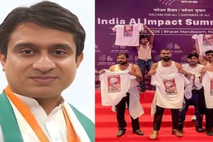 AI समिट में हंगामा: शर्टलेस प्रोटेस्ट के बाद यूथ कांग्रेस चीफ पर पुलिस की कार्रव