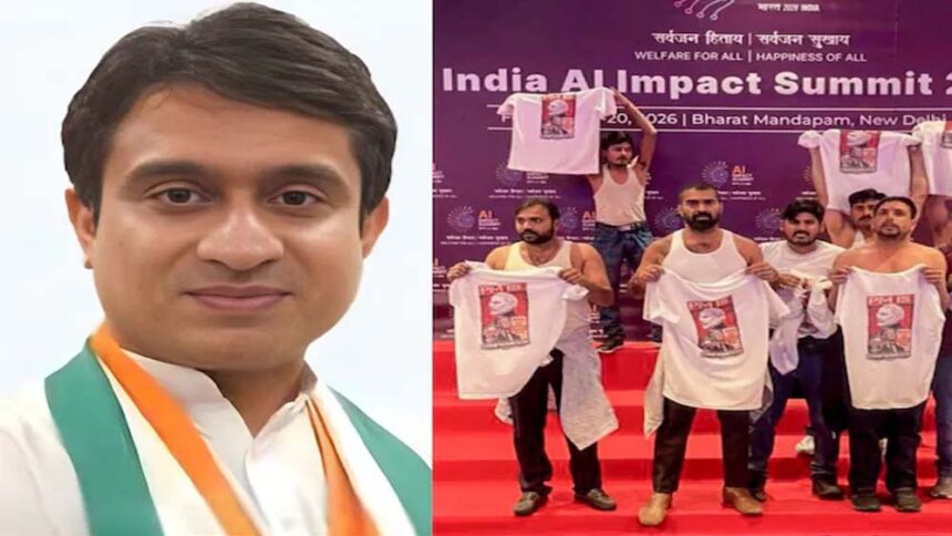 AI समिट में हंगामा: शर्टलेस प्रोटेस्ट के बाद यूथ कांग्रेस चीफ पर पुलिस की कार्रव