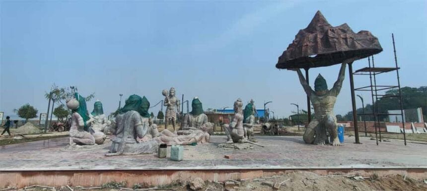 गुप्तारघाट पर रावण वध, हनुमान व जटायु स्टेच्यू तैयार