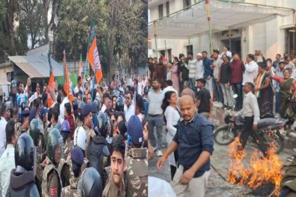 प्रदर्शन ने पकड़ा तूल, पुतला दहन के बाद कांग्रेस का थाना घेराव