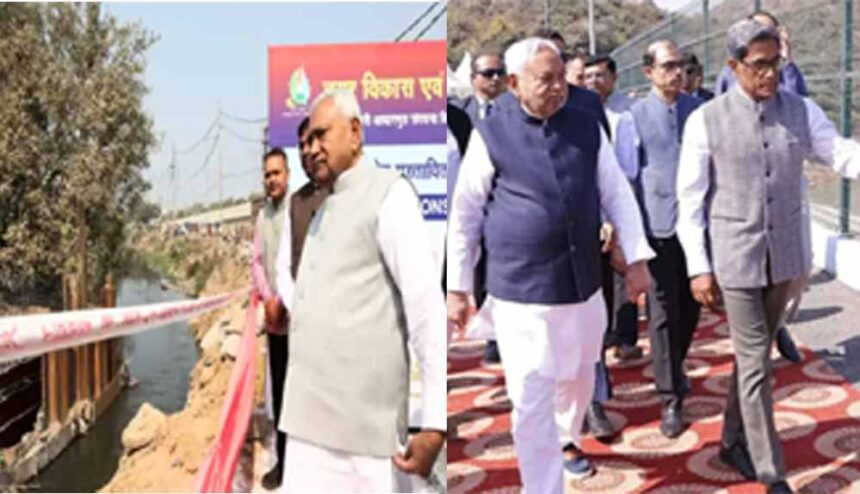 CM नीतीश ने पटना में नाला निर्माण का किया निरीक्षण