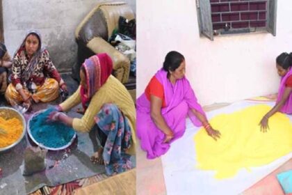होली के लिए स्व सहायता समूह की महिलाएं बना रहीं प्राकृतिक गुलाल