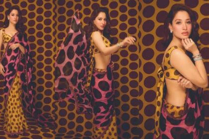 पोल्का डॉट साड़ी में तमन्ना का स्टाइल, ब्लाउज ने 70s ग्लैमर में ताजगी भर दी