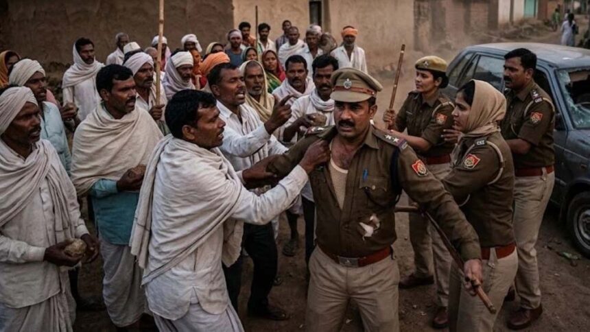 बिलासपुर में पुलिस टीम पर भीड़ का हमला, महिला सिपाही की वर्दी फाड़ी, सात आरोपी ग