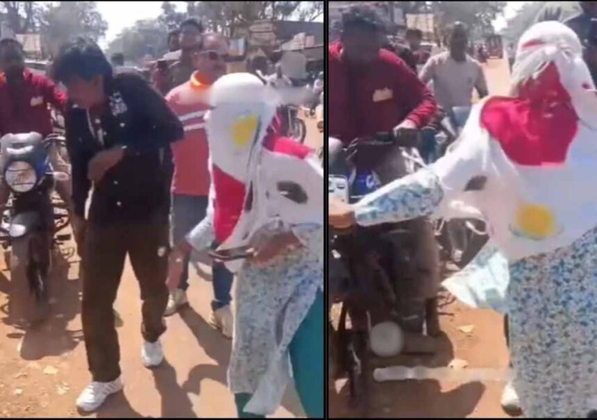 सोशल मीडिया पर की गंदी पोस्ट, कटनी में युवती ने बीच सड़क चप्पलों से पीटा मनचला