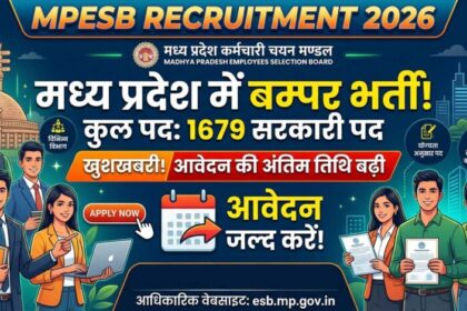 मध्य प्रदेश में नौकरी का मौका: MPESB ने 1679 पदों पर भर्ती की डेडलाइन बढ़ाई