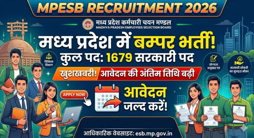 मध्य प्रदेश में नौकरी का मौका: MPESB ने 1679 पदों पर भर्ती की डेडलाइन बढ़ाई